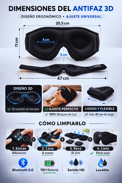 SleepBeat | Antifaz Bluetooth 3D para Dormir